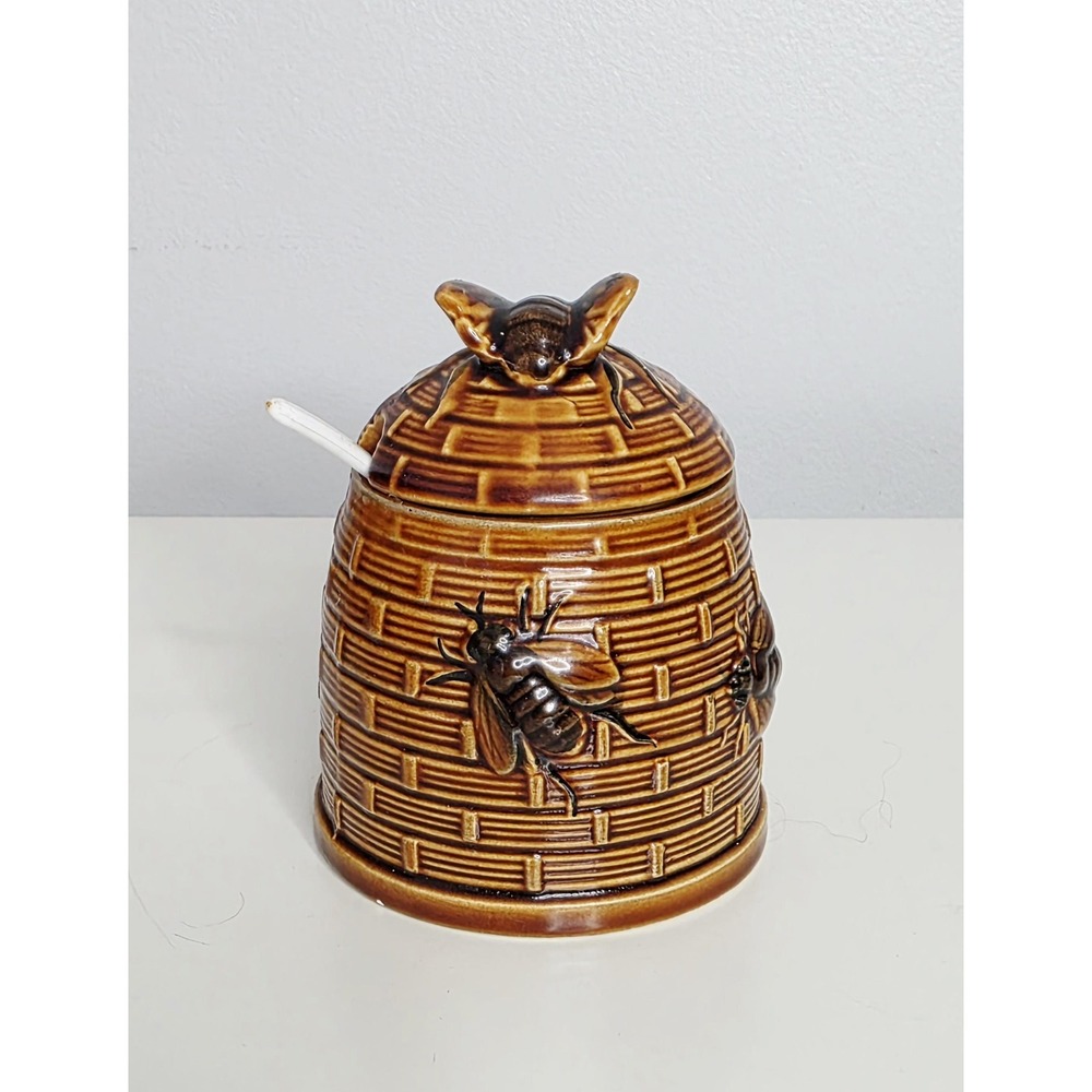 Vintage Honey Bee Pot with Lid & Spoon